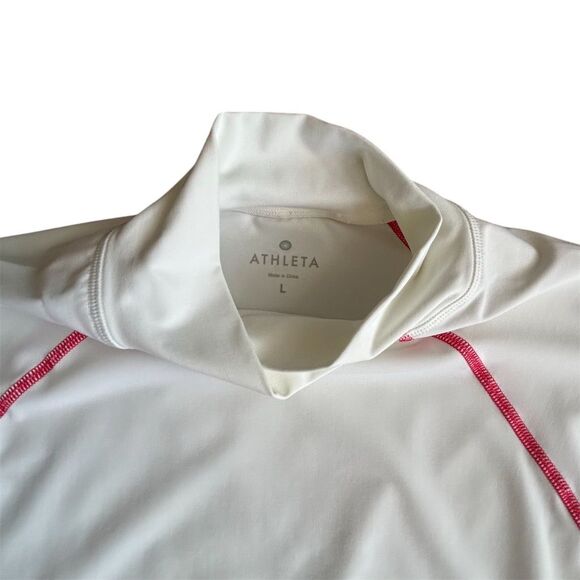 Athleta Women's Rash Guard Swim Top size L White Colorblock Long Sleeve - Picture 8 of 11